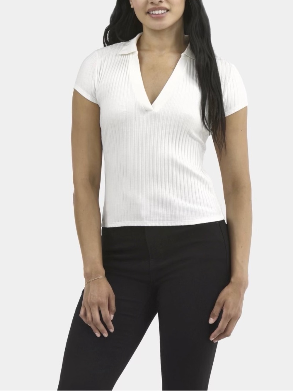 Johnny Collar Ribbed V-Neck Polo Shirt